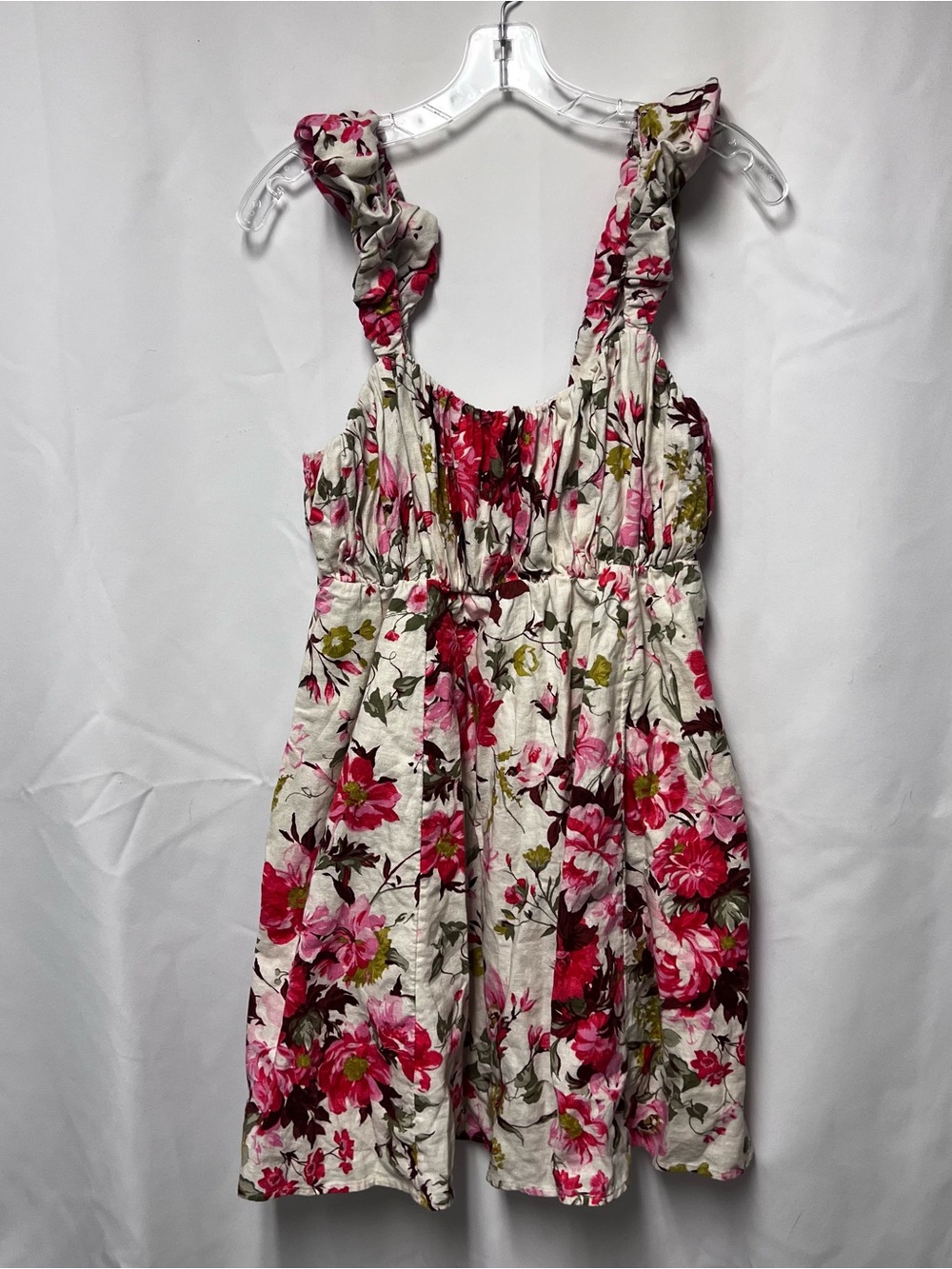 Abercrombie & Fitch Pink Floral Ruffle Dress on Cream